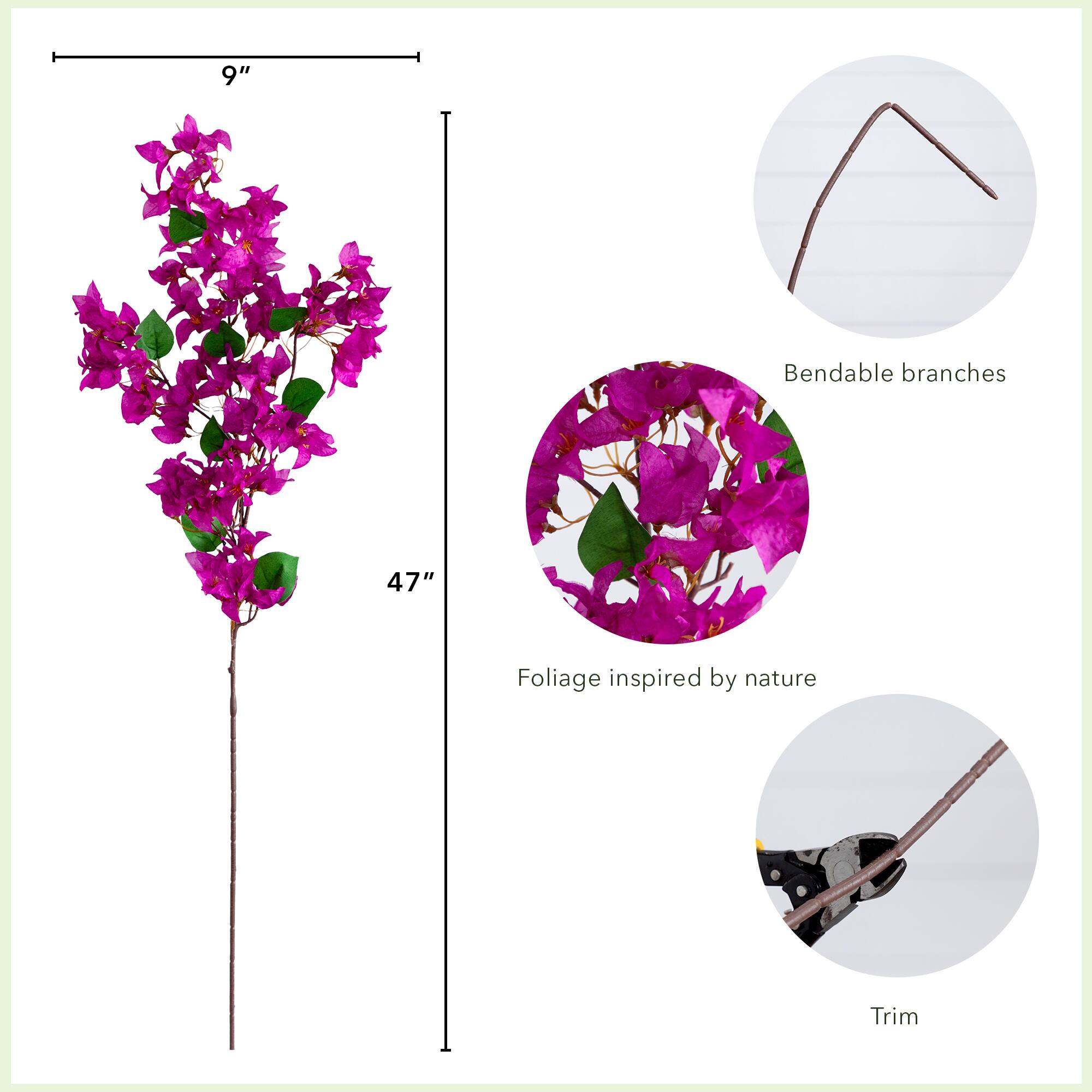 47" Purple Bougainvillea Flower Stems, 3ct.